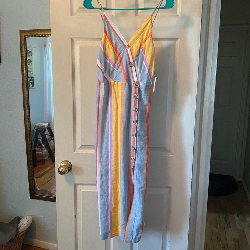 ** SOLD** Linen Pastel Dress size XS Midi Sandy & Sid
